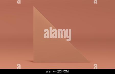 Beige 3d wall triangle neutral background for interior design presentation element realistic vector illustration. Pastel modern geometric shape angula Stock Vector