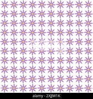 abstract seamless pattern: violet with orange flowers against white background Stock Photo