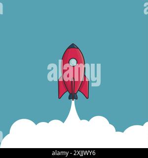 Rocket launch vector illustration. Start up business concept. Flat design. Stock Vector