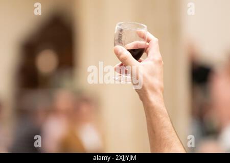 Sopar de cantadors i cantadores, Restaurant Can Tronca, Sant Joan, Majorca, Balearic Islands, Spain. Stock Photo