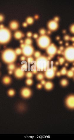 Abstract background with golden blurred lights on a dark background with a grainy texture Stock Photo