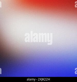 Abstract background featuring a grainy texture and a gradient of red, white, and blue Stock Photo