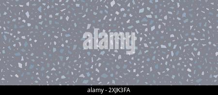 Terrazo flooring seamless pattern. Vector realistic asphalt texture with grey mosaic abstract elements. Terrazzo tile with natural pieces of marble Stock Vector