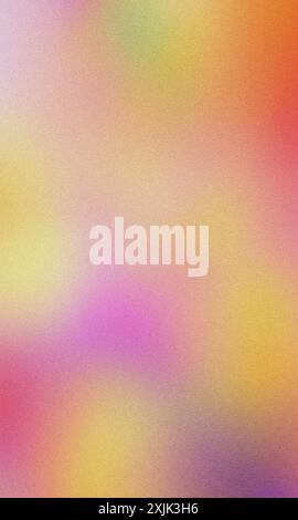Grainy textured background featuring a colorful gradient blending yellow, pink and purple Stock Photo