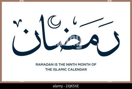 Ramadan is the ninth month of the Islamic calendar. Arabic Calligraphy. EPS Vector Stock Vector