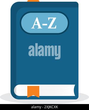 Glossary book icon in flat style. Guidebook encyclopedia vector illustration on isolated background. A-Z notebook sign business concept. Stock Vector