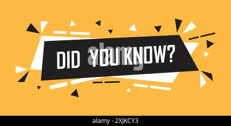 Did you know icon in flat style. Banner interesting facts vector illustration on white isolated background. Explanation sign business concept. Stock Vector