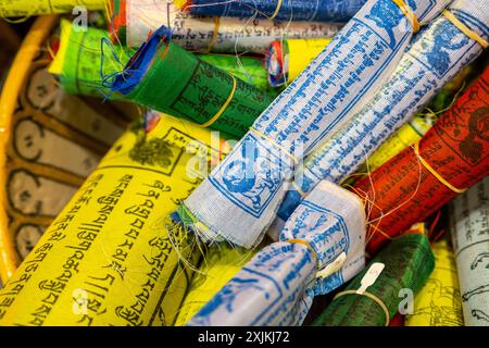 Tibetan prayer flags, Granada, Andalusia, Spain Stock Photo