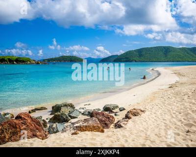 Cinnamon Bay beach in the Virgin Islands  National Park  on the island of St John in the US Virgin Islands Stock Photo