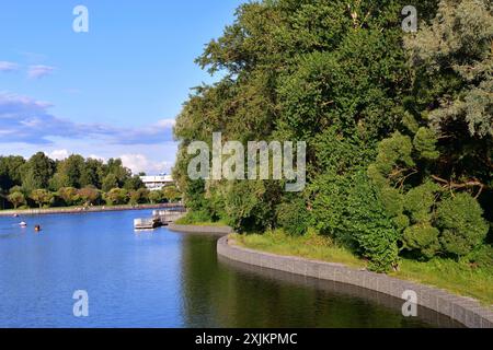 Arboretum and large city pond in Zelenograd in Moscow, Russia Stock Photo