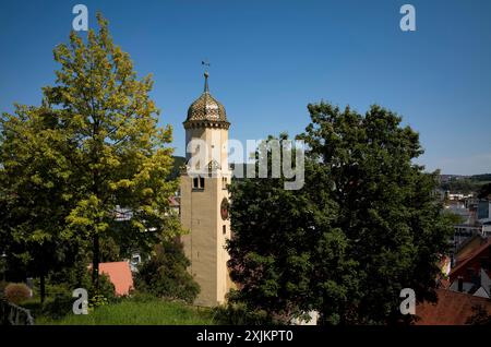 Church tower, St Michael's Church, Old Town, Heidenheim an der Brenz, Baden-Wuerttemberg, Germany Stock Photo