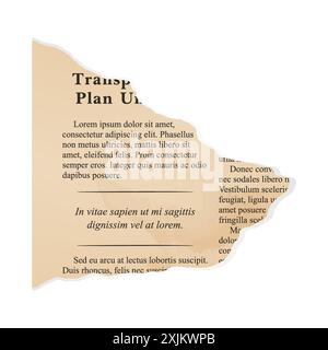 A scrap of old yellowed newspaper, an element of collage. vector Stock Vector
