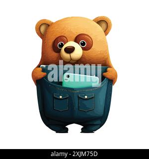 Bear in Pocket Vector Illustration Stock Vector