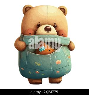 Bear in Pocket Vector Illustration Stock Vector