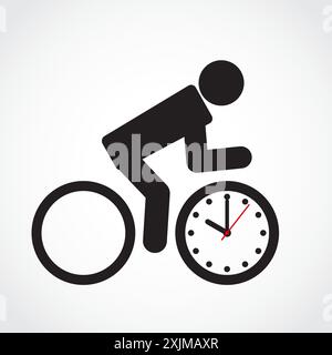 cyclist pictogram with clock icon Stock Vector