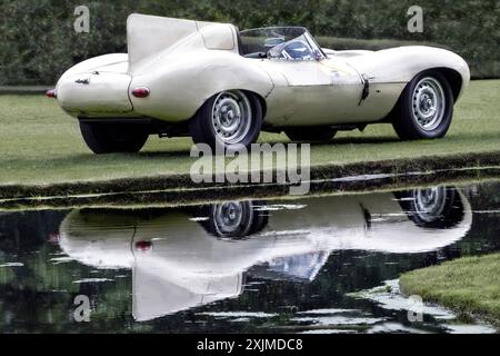 1955 Jaguar D Type short nose spots racing car Stock Photo