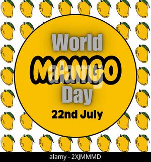 World Mango Day. Social Media Post Template and design with Emoji Mango Pattern Celebrate on 22 July every year. Vector Illustration Stock Vector