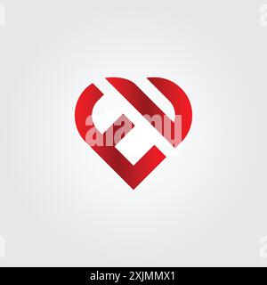 Letter EU Love and Care Logo With Heart Icon Stock Vector