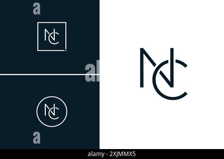 NC Vector Logo Template - Simple Icon for Initial Letter N and C Monogram Stock Vector