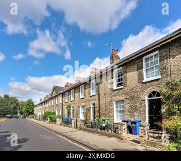 Terraced cottages on Orchard Street, Cambridge, England. Stock Photo