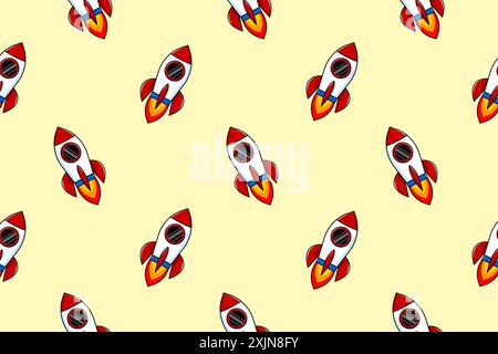 Cartoon rocket. Seamless vector pattern. Stock Vector