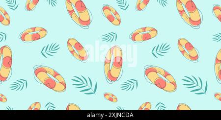 Seamless pattern with summer elements on blue background for fabric, drawing labels, print on t-shirt, wallpaper of children's room, vacation, holiday Stock Vector