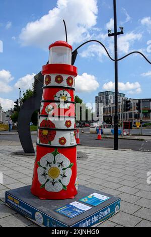 Southampton Hospitals Charity Light The South art trail 2024 - Come On you Reds and Whites by Mr Mosaic Stock Photo