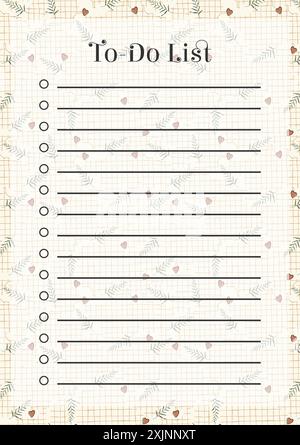 To do list floral spring paper sheet. Yearly planners worksheet lovely template. Stock Vector