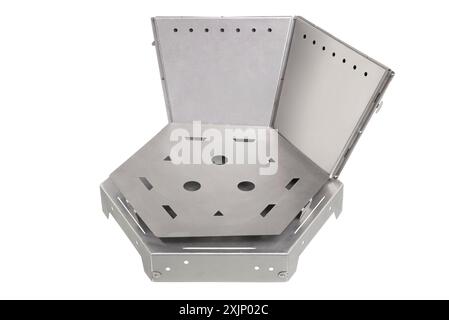 Empty hexagonal metal fire pit Stock Photo