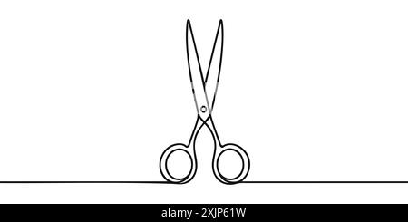 Continuous one line scissors. Vector illustration Stock Vector