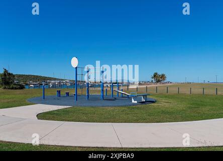 A childrens' public climbing frame in a beachfront park Stock Photo