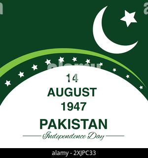 14th August Happy Independence Day Pakistan greeting design. Happy Independence day pakistan 14th August Stock Vector