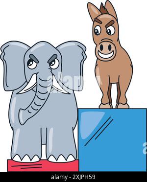 democrat donkey versus republican elephant political Stock Vector