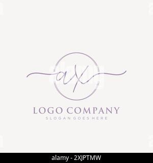 AX Initial handwriting with brush circle logo Stock Vector