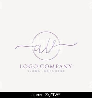 AV Initial handwriting with brush circle logo Stock Vector
