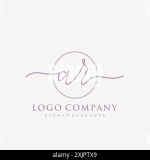 AR Initial handwriting with brush circle logo Stock Vector