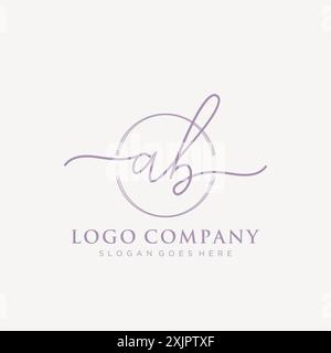 AB Initial handwriting with brush circle logo Stock Vector