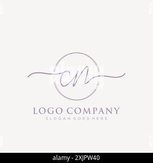 CN Initial handwriting with brush circle logo Stock Vector