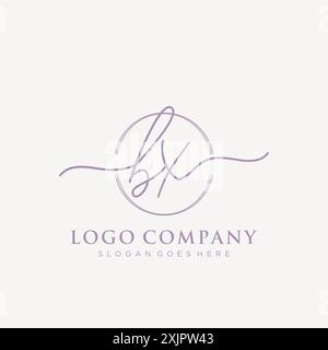 BX Initial handwriting with brush circle logo Stock Vector