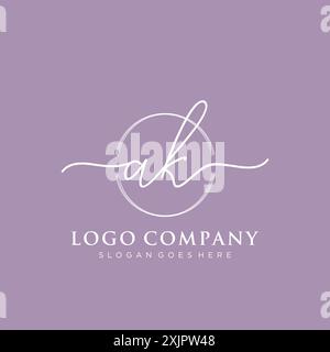 AK Initial handwriting with brush circle logo Stock Vector