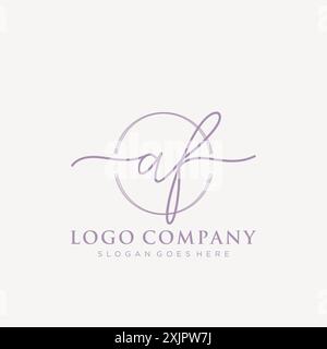 AF Initial handwriting with brush circle logo Stock Vector