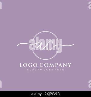 AC Initial handwriting with brush circle logo Stock Vector