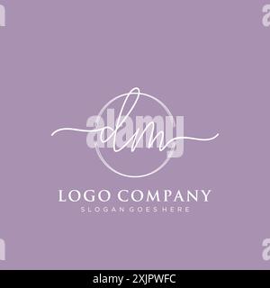 DM Initial handwriting with brush circle logo Stock Vector