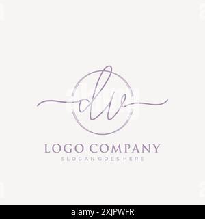 DV Initial handwriting with brush circle logo Stock Vector