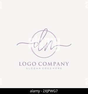 DN Initial handwriting with brush circle logo Stock Vector