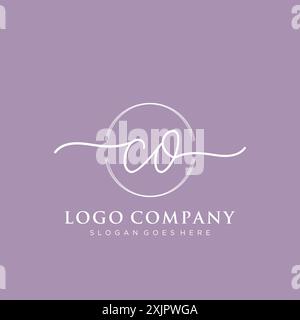CO Initial handwriting with brush circle logo Stock Vector