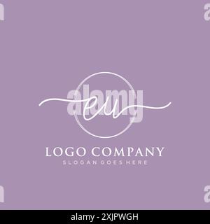 EU Initial handwriting with brush circle logo Stock Vector