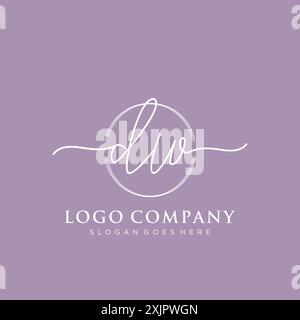 DW Initial handwriting with brush circle logo Stock Vector