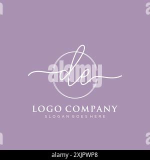 DE Initial handwriting with brush circle logo Stock Vector
