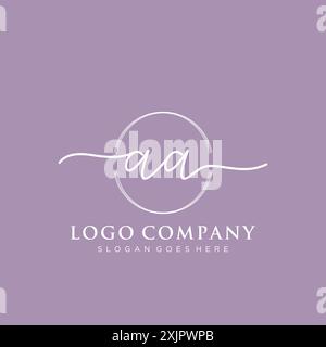 AA Initial handwriting with brush circle logo Stock Vector